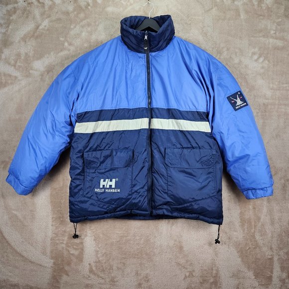 Helly Hansen Full Zip Reversible Puffer Down Jacket Men's Size XXL 2XL Blue HH - Picture 1 of 11